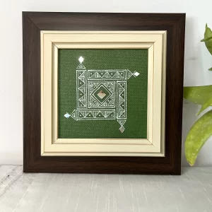 Mandana Miniature Small Canvas Painting I Chaukat (Green)