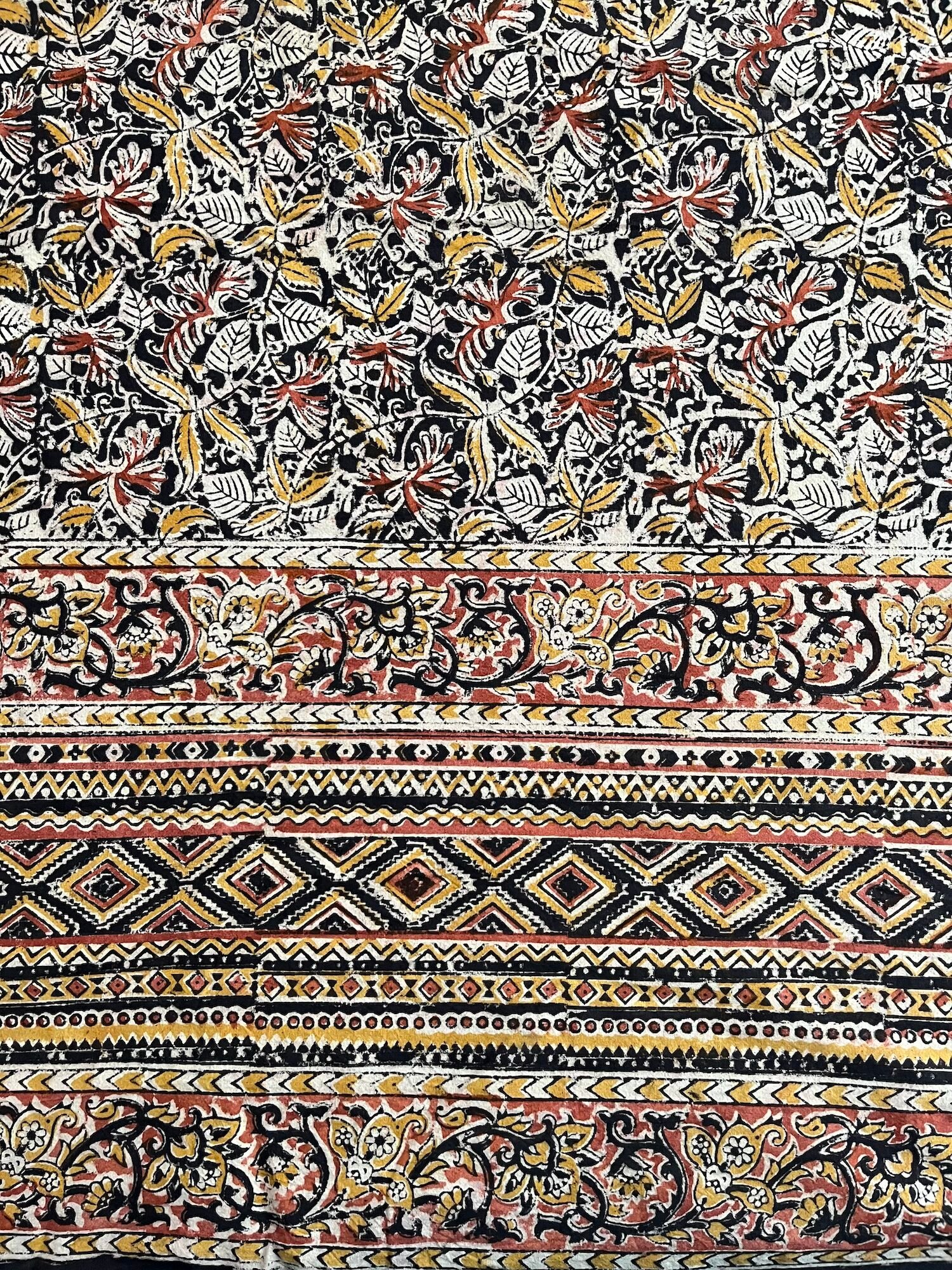 Black & Mustard Kalamkari Bedsheet – Diamond Border (KB-05) - Image 3